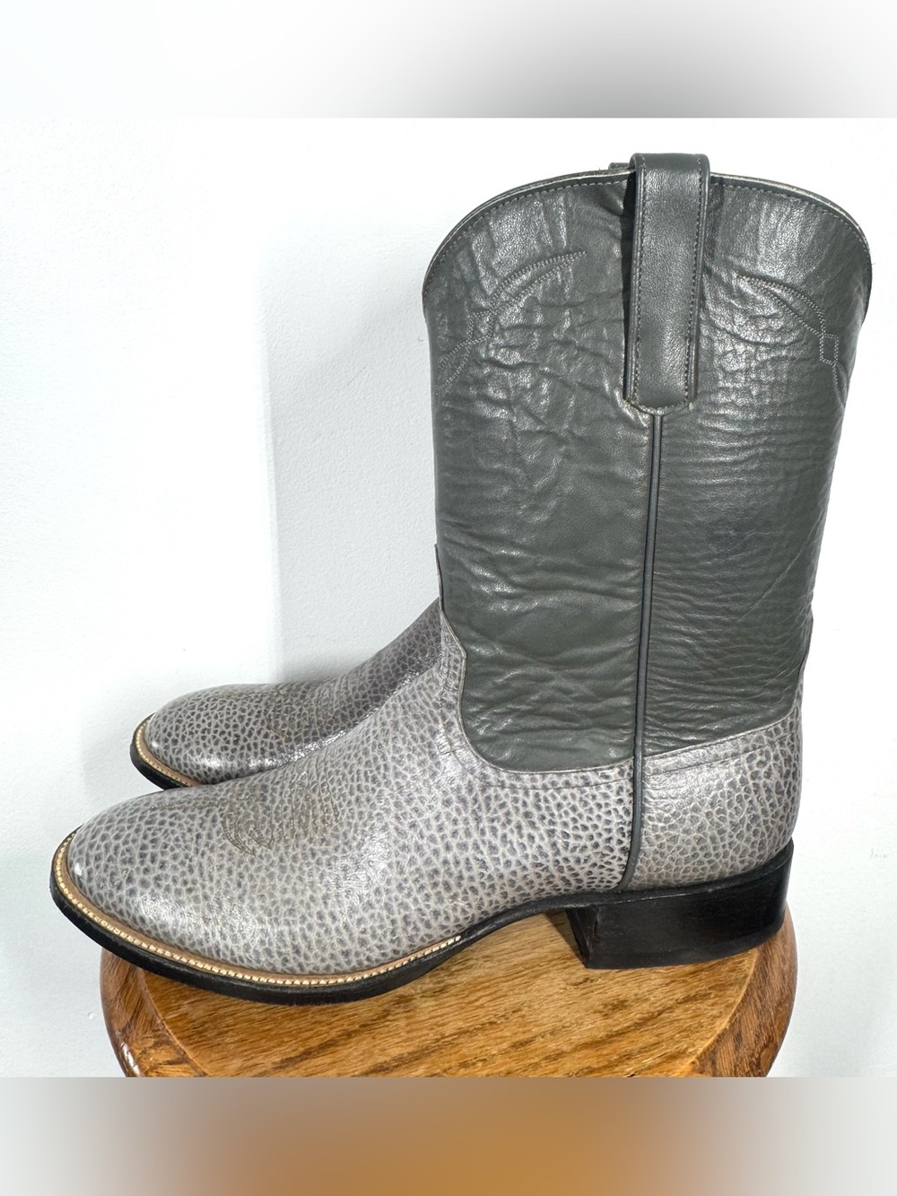 Vintage 1994 Anderson Bean Boot Company Gray Exotic Camel Men’s Size 11B Western